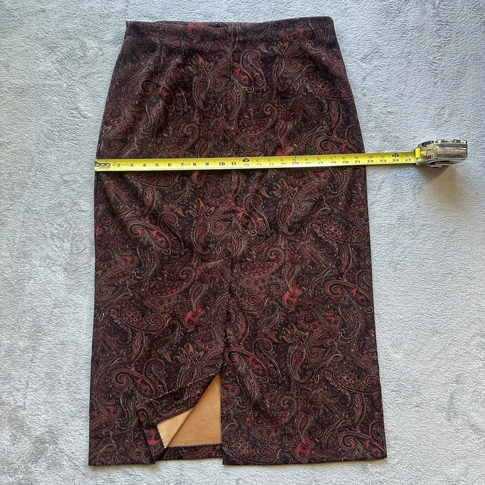 Women's Paisley Print Maxi Skirt 14 Brown‎ Red Boho Chic Cottagecore Aesthetic